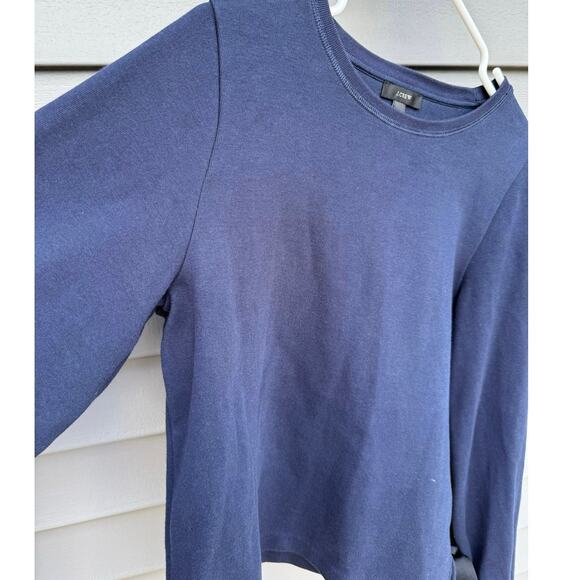J.Crew size M Ribbon Tie Bell Sleeve Crewneck Sweatshirt - Navy - Picture 7 of 12
